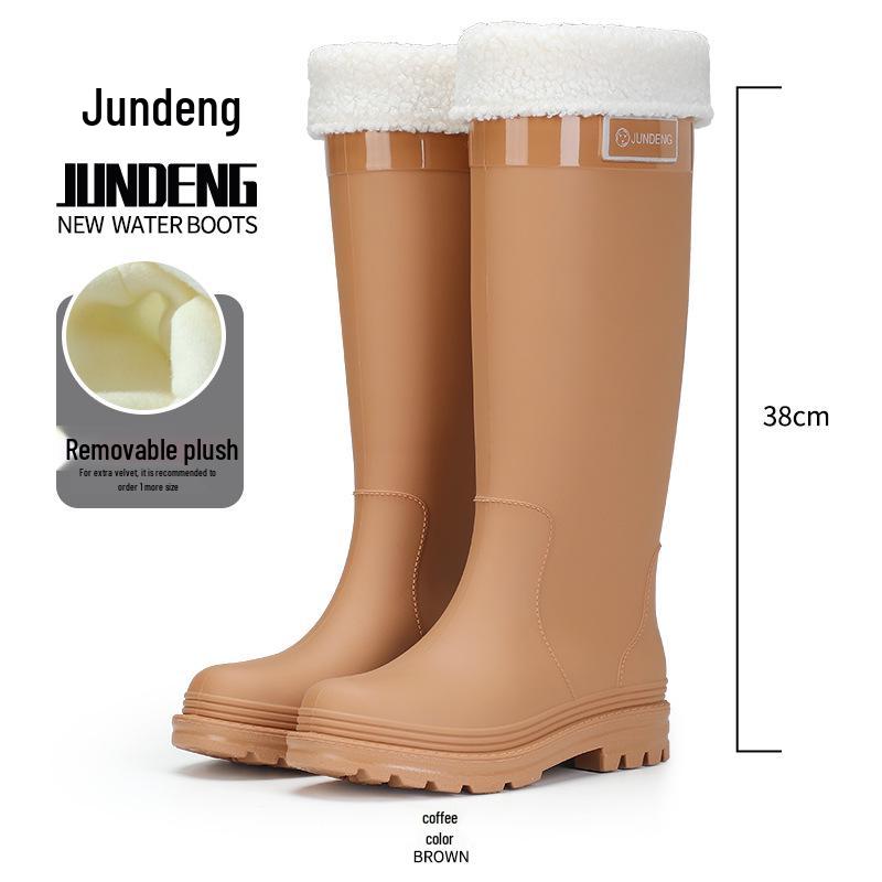 Women's Thickened High-Top Waterproof Rain Boots with Non-Slip Velvet Lining