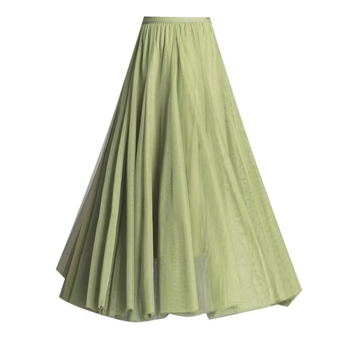 

Трансграничная женская плиссированная миди-юбка из сетки с высокой талией - Облегающий драпированный дизайн, 30 штук. Length 90cm [suitable for 85-155 jin]