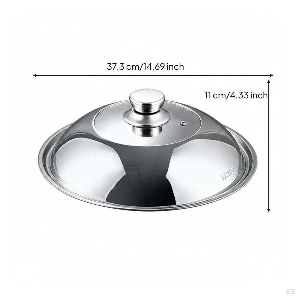 Universal Round Pot Lid Steam Vent Domed Mirror Finish Cookware for Cooking, Kitchen 28CM
