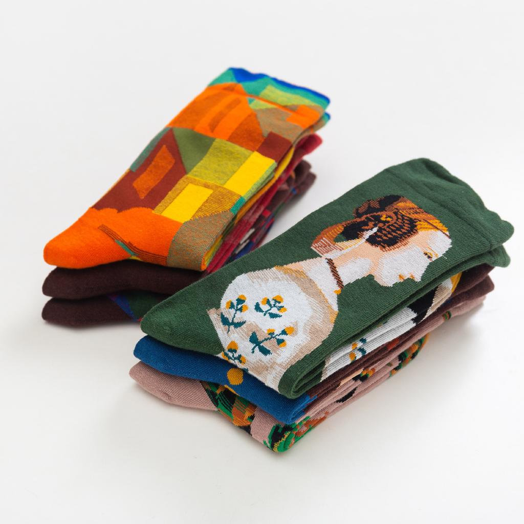 Französische Nischen-Designersocken, Nahtlose Zehenpartie Britischer Stil Retro Paar Vielseitig Trendige Socken, Baumwolle Mittellange Socken