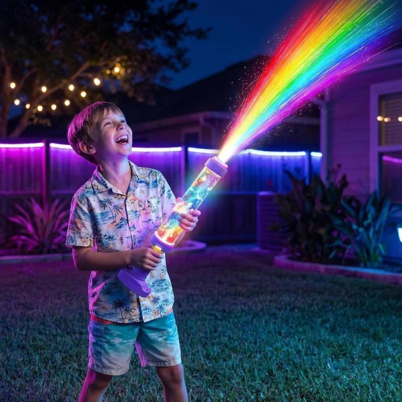 Pistola ad Acqua LED Arcobaleno con Luce Luminosa per Piscina, Spiaggia, Giochi all'Aperto