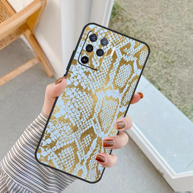 Snake Skin Case For Oppo A60 A80 A40 A17 A57 A77 A74 A54 A94 A78 A98 A18 A38 A58 A96 A76 A16 A15 A5 Pro