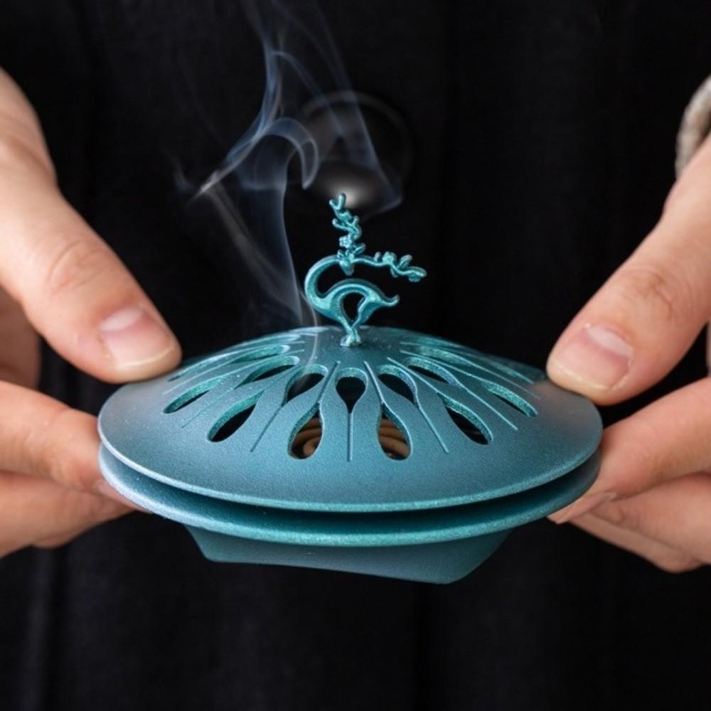 Hollow Lid Hollow Incense Burner Zinc Alloy Fragrance Censer Retro Desktop Aromatherapy Home