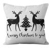 Merry Christmas Decoration Pillow Pillowcase Black White Plaid Cushion Cover Home Sofa Chair Short Plush Material