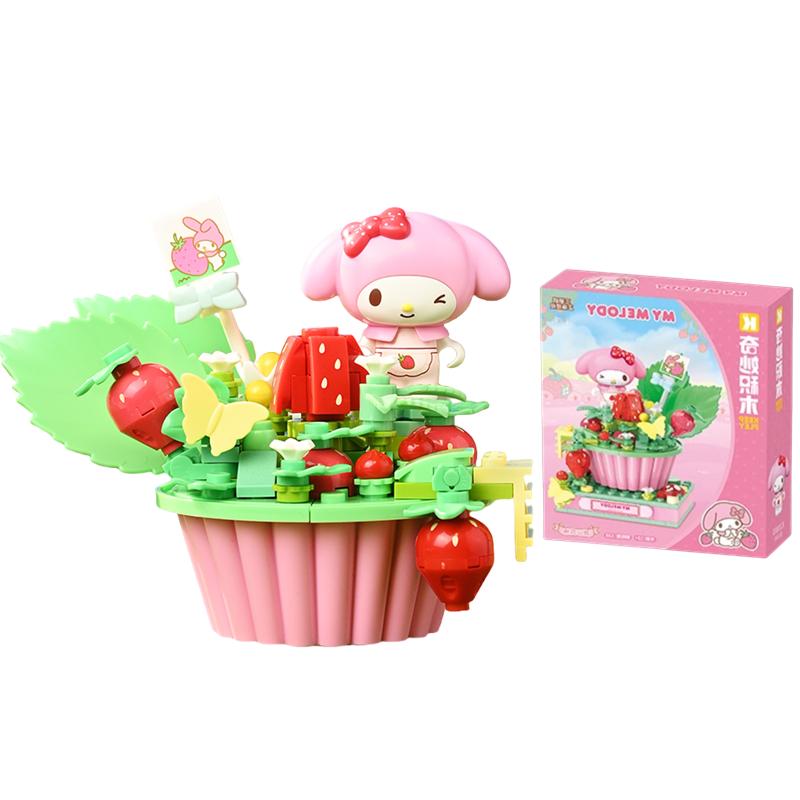 Melody Kuromi Pochacco Cinnamoroll Pom Pom Purin Cartoon Anime Figure Model Building Block Toys Children Gift