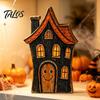 Rustic Ghost Wood Decoration Halloween Haunted House/Cute Wooden Table Ornaments, Farmhouse Tiered Tray Solid Festive Figurines Decor, Vintage