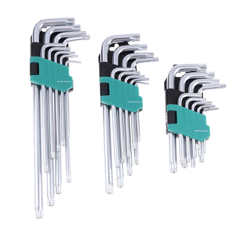 9Pcs/Set Torx Star Wrench Kits Extended Allen Keys Hexagon Spanner Key Set Plum Blossom Dual End L Type Star Screwdriver Tools
