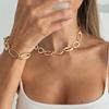 Hip-Hop Style Metal Oval Chain Necklace, Geometric Hollow Splicing Collarbone Necklace With A Sense Of Design