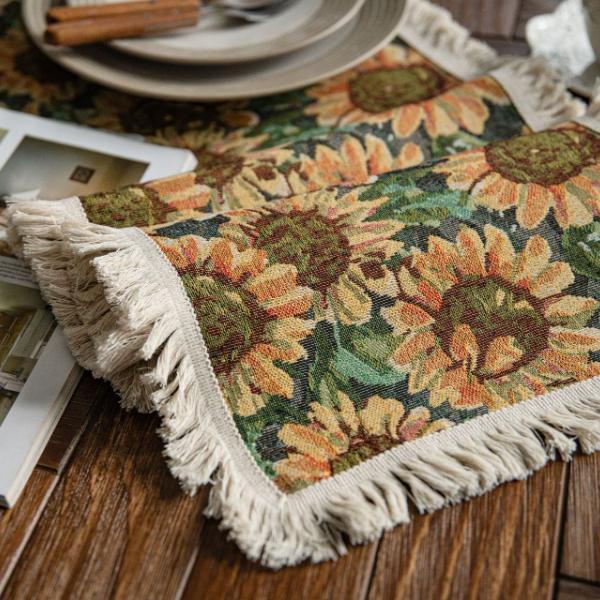 Table Flag Jacquard Sunflower American Tassel Party Decoration American Decoration Porch Cover 9 Styles