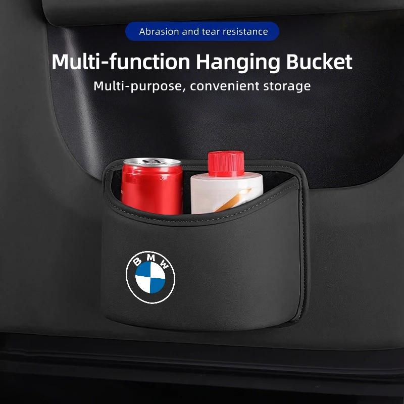 Car Sticker 2025 Hot Car Door Storage Box PU Leather Auto Seat Back Hanging Trash Can Bin Accessories For BMW E46 E90 E60 F30 F1