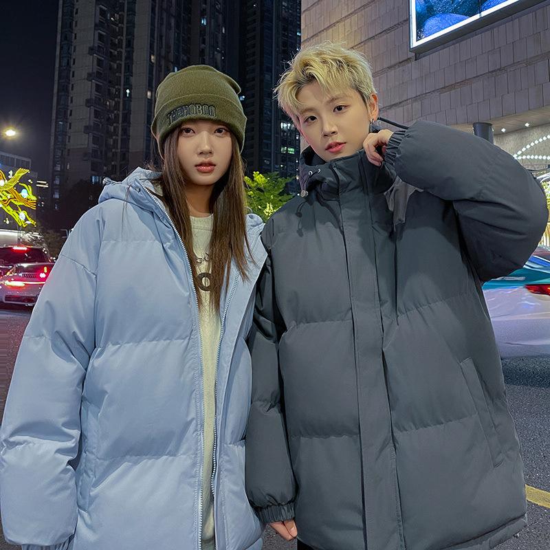 Loose solid color cotton-padded jacket women's autumn and winter Korean version trend loose and thickened men's casual couple cotton clothes
