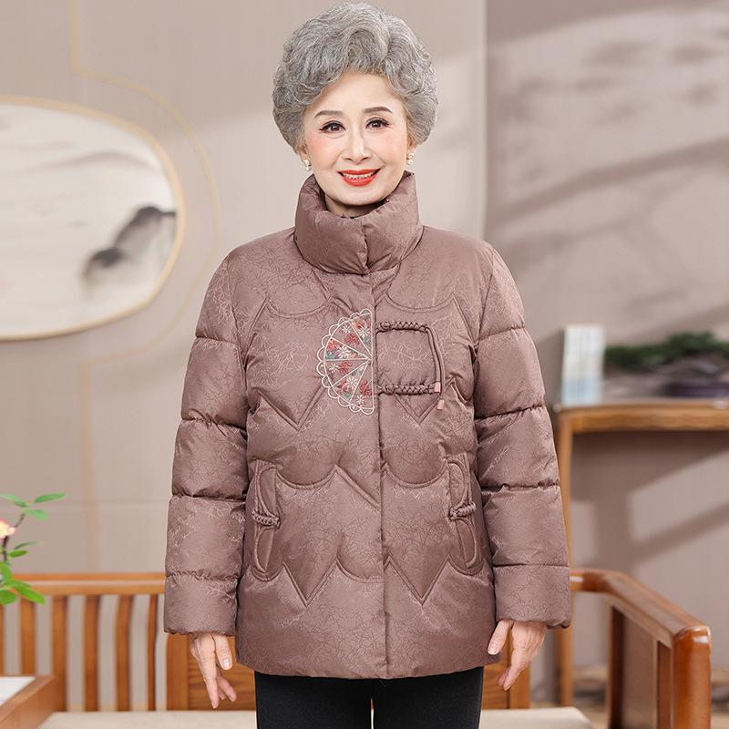 Women's Cotton-Padded Jacket: Fleece-Lined, Thickened, National Style for Elderly, Winter Coat for Grandma, Tang Suit Design