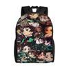 Kamado Tanjiro Backpack Demon Slayered Female Polyester Sport Backpacks Pattern Casual High School Bags Rucksack