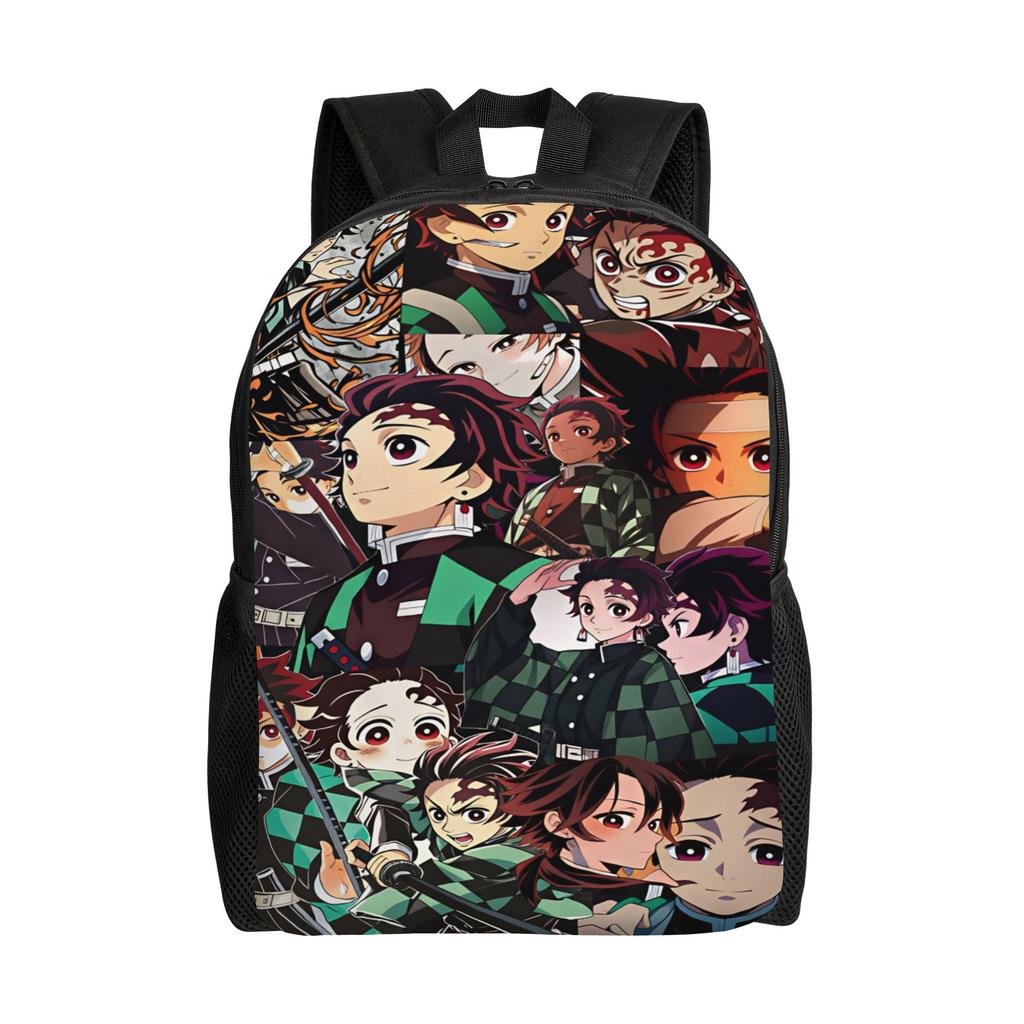 Kamado Tanjiro Backpack Demon Slayered Female Polyester Sport Backpacks Pattern Casual High School Bags Rucksack