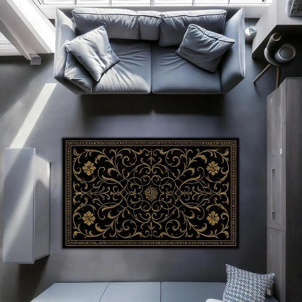 Μπλε Βαρόκ Εξωτερικό Χαλί, Κομψό Μεσογειακό Χαλί Βεράντας, Πλενόμενο Διακοσμητικό Πατάκι Κήπου, Αδιάβροχο Διακοσμητικό Πατάκι Μπαλκονιού