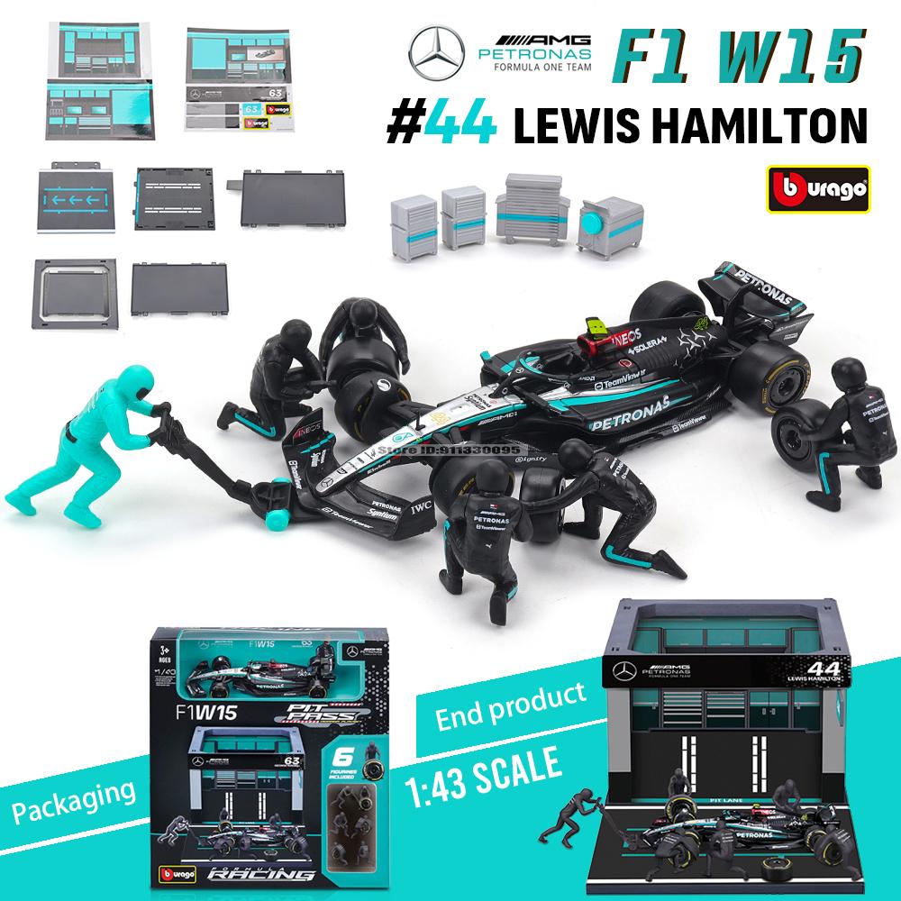 Burago 1:43 F1 Red Bull Racing Rb20 #1 Verstappen #11 Perez DIY Pit Lane Legierungsauto Die-Cast Modell Spielzeug Sammlerstück Sf24 black