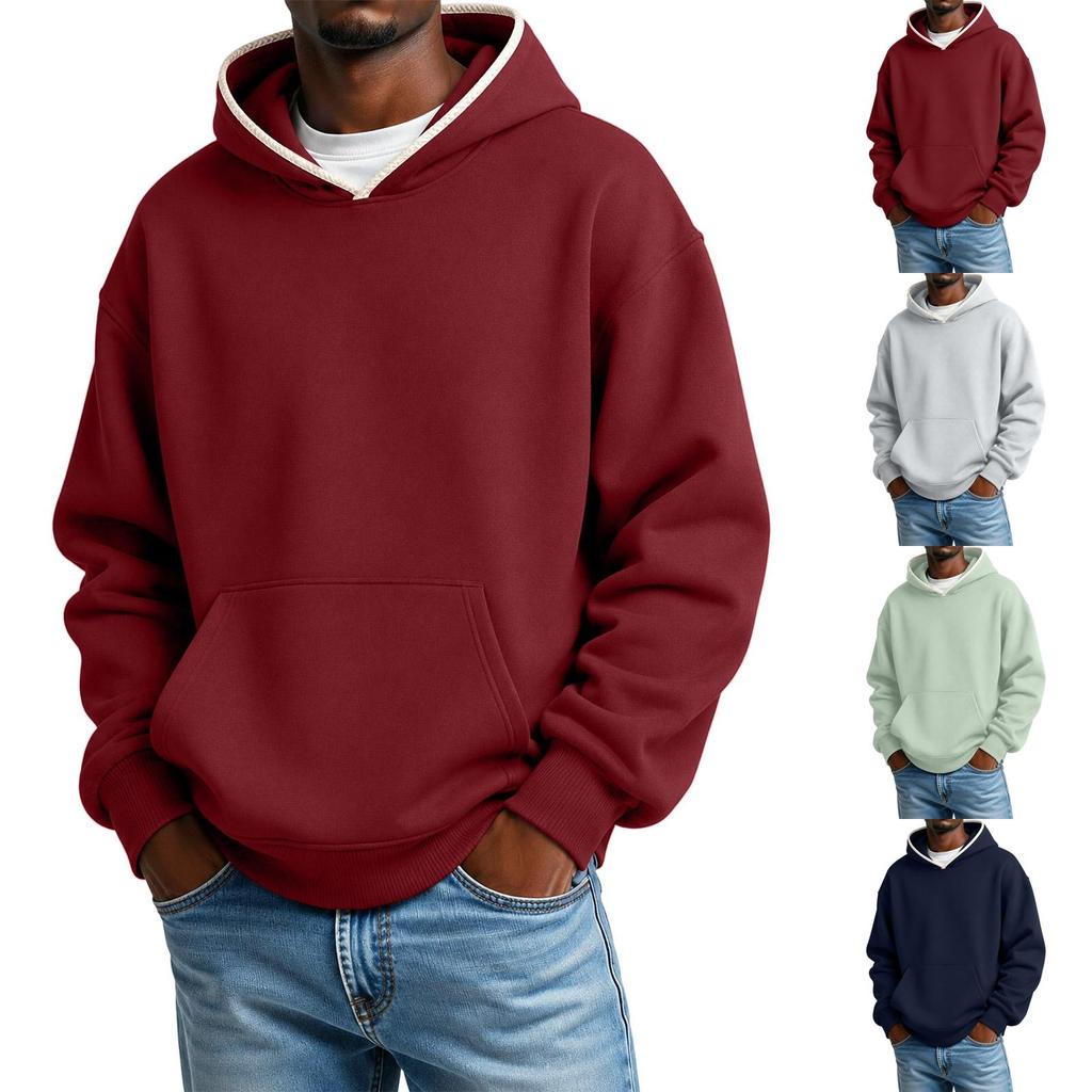Sudadera con capucha casual para hombre, color liso, ligera, hombros caídos, para primavera y otoño