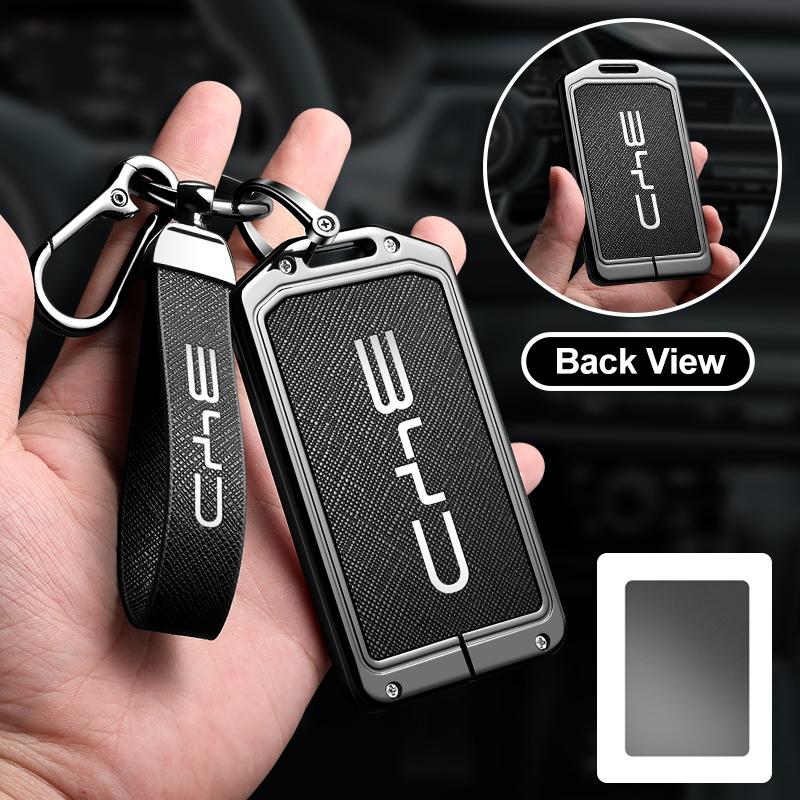 Zinc Alloy Leather Car Nfc Card Remote Key Cover Case For Byd Tang Dm Han Ev Song Pro Qin Plus Dmi Keychain Accessories