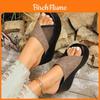 Summer Womens Chunky Open Toe Slides With Rubber Sole For Casual Wear