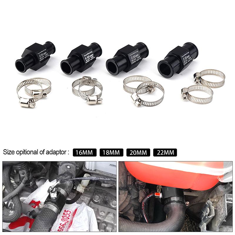 New Black Water Temperature Gauge Radiator Temperature Water Temperature Connector Pipe Sensor 16MM 18MM 20MM 22MM Hose Adapter