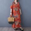 Summer Casual Artistic Plus Size Loose Print V-neck Short Sleeved Dress