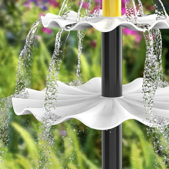 Solar Bird Bath Fountain Three-Tiered Cascade Fountain Solar-Powered Water Fountain for Outdoor Bird Bath Feeder Garden Terrace Decor