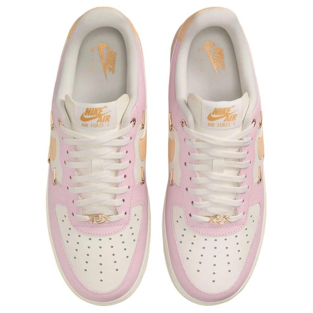 Nike Air Force 1 07 LX Mini Swoosh - Růžová pěna Dámské tenisky Plachetnice Metalická-zlatá Bledě-vanilková IB2574-600
