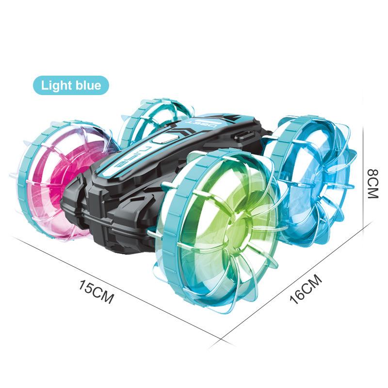 Stunt Remote Control Car with Light Wheels, Dual Remote Control Amphibious Off-Road Vehicle, Rotatable Kids Electric Toy Car