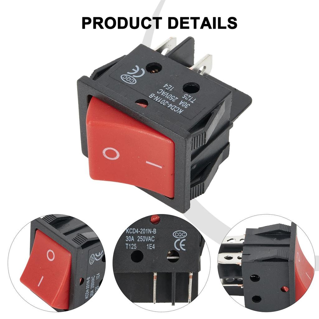 KCD4 Special For Welding Machine 30A 250V High Current 22*29 Red Copper Rocker Power Switch 4Pin Button Electrical Accessories