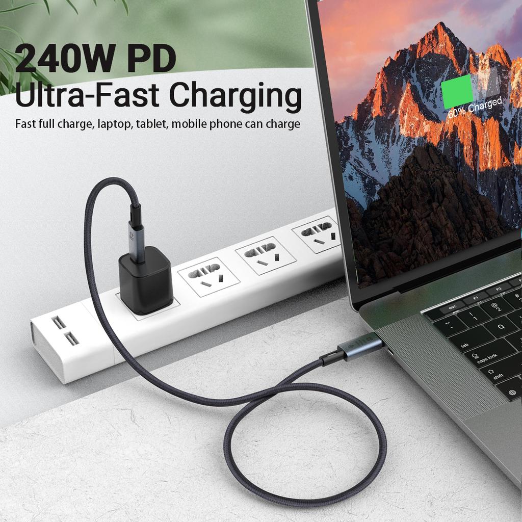240W USB C To Type C PD Fast Charging Cable 8K 60Hz 40Gbps Data Transfer Cord for 15 16 17 Samsung Huawei Macbook