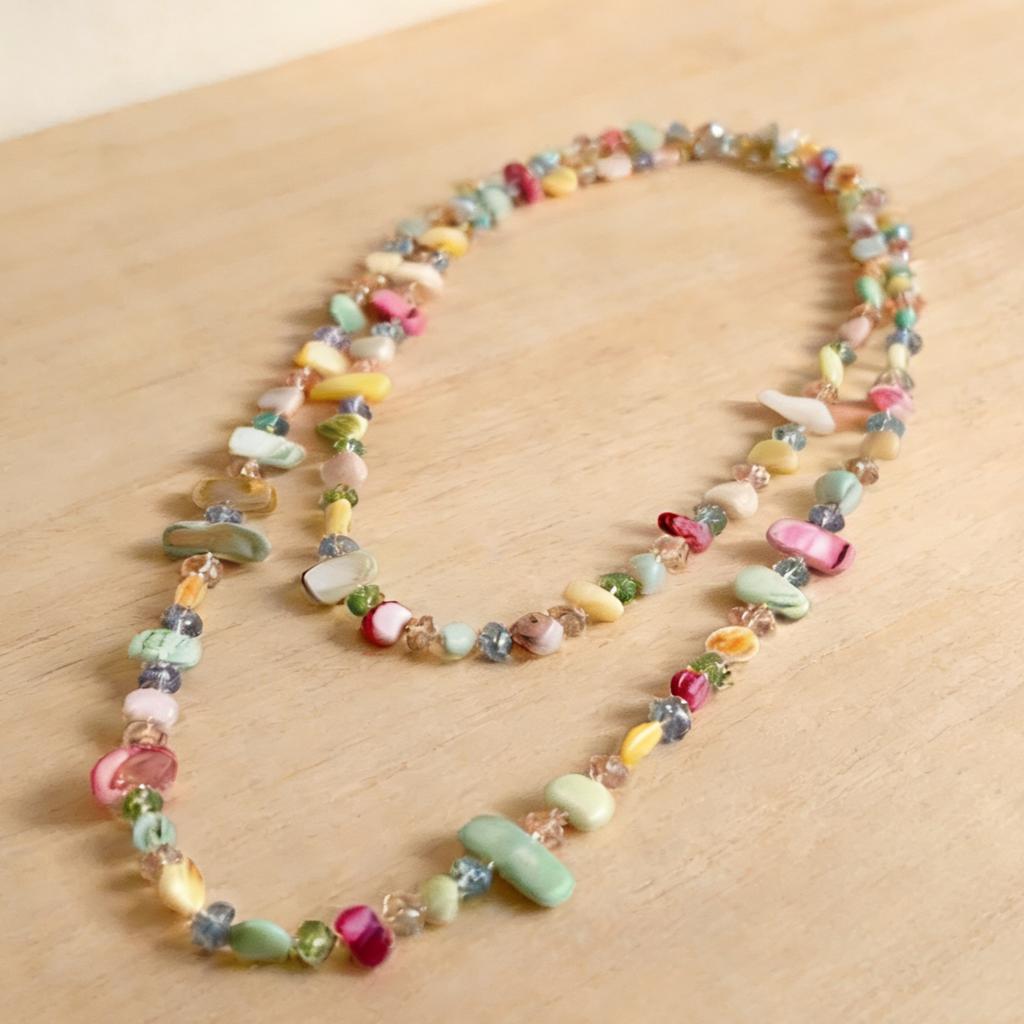 Simple And Versatile Super Long Necklace, Clothes Pendant, Shell Crystal Color Multi-Layer Sweater Chain With Accessories, Fashionable Women