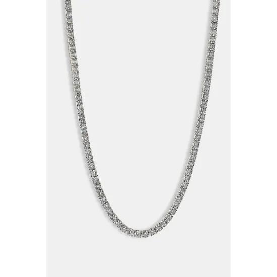 

Round Cut Tennis Chain in White Gold 5mm Gift For Men 55 cm