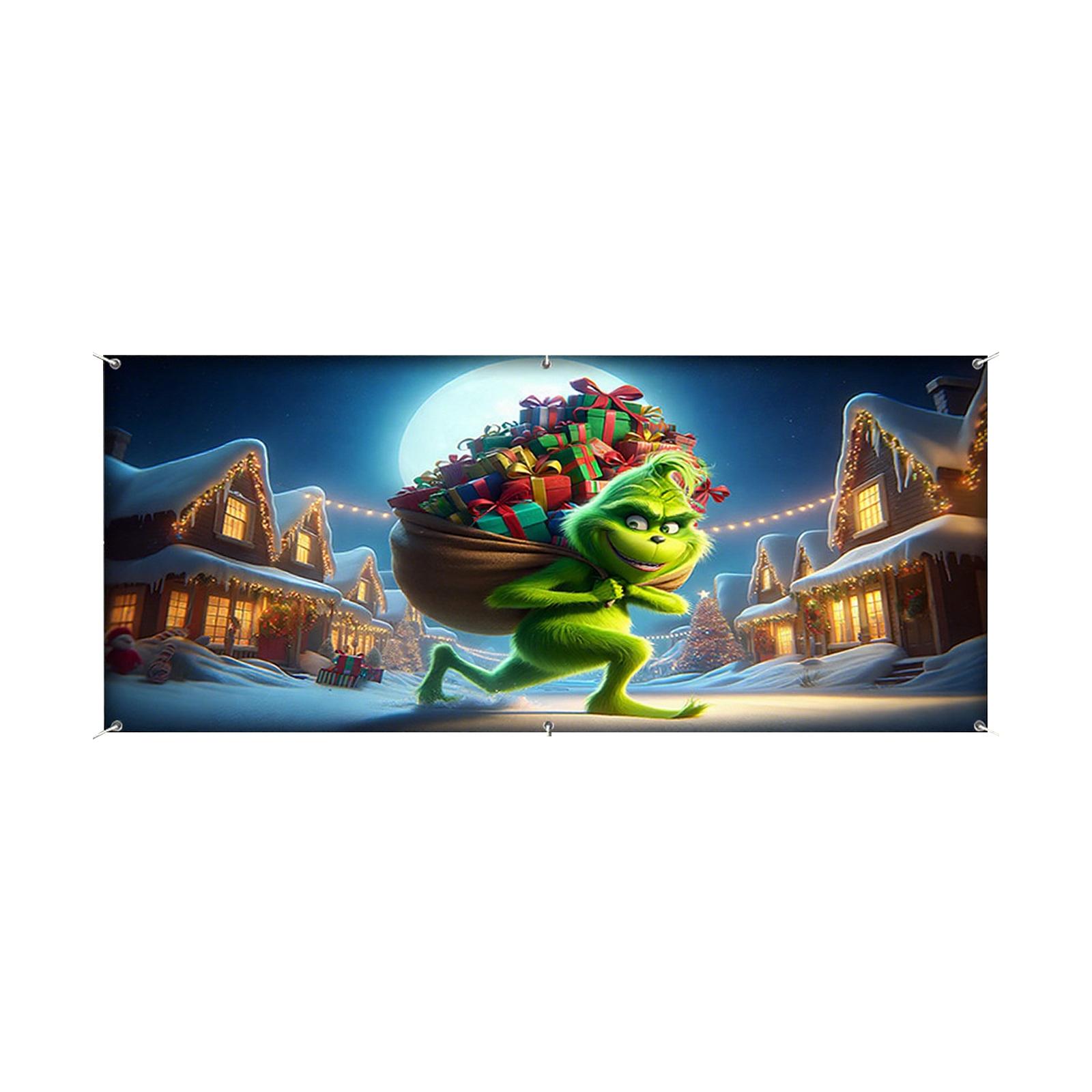 

480CM*210CM/Christmas Garage Door Stickers Decorative Hanging Cloth Holiday Party Layout Door Stickers Tapestry Cloth Hanging Cloth Garage Decoration One Size