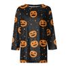Women's Fashion Casual Short Sleeve Neck Top with Halloween and Pumpkin Print