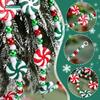 Christmas Candy Peppermint Red Green Beaded String Hanging Xmas Tree for Fireplace Wreath Home Decor Party Supplies