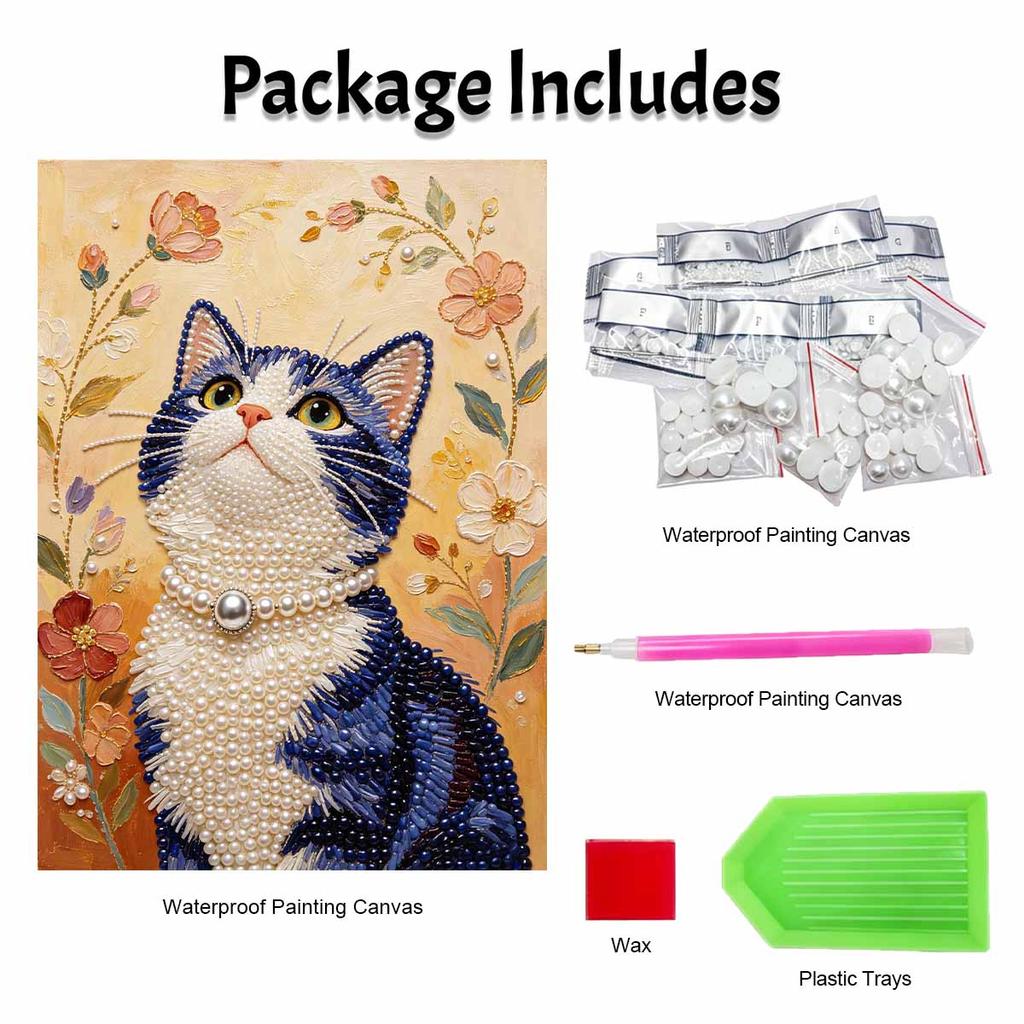 Animal Series Pearl Painting Elegant Cat Diy Handmade 5D Highvalue Hanging Living Room Decoration Painting