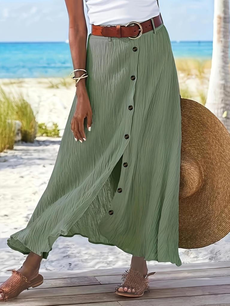 A-line Skirt, Elegant High Waist Solid Skirt For Spring & Summer, Women's Clothing