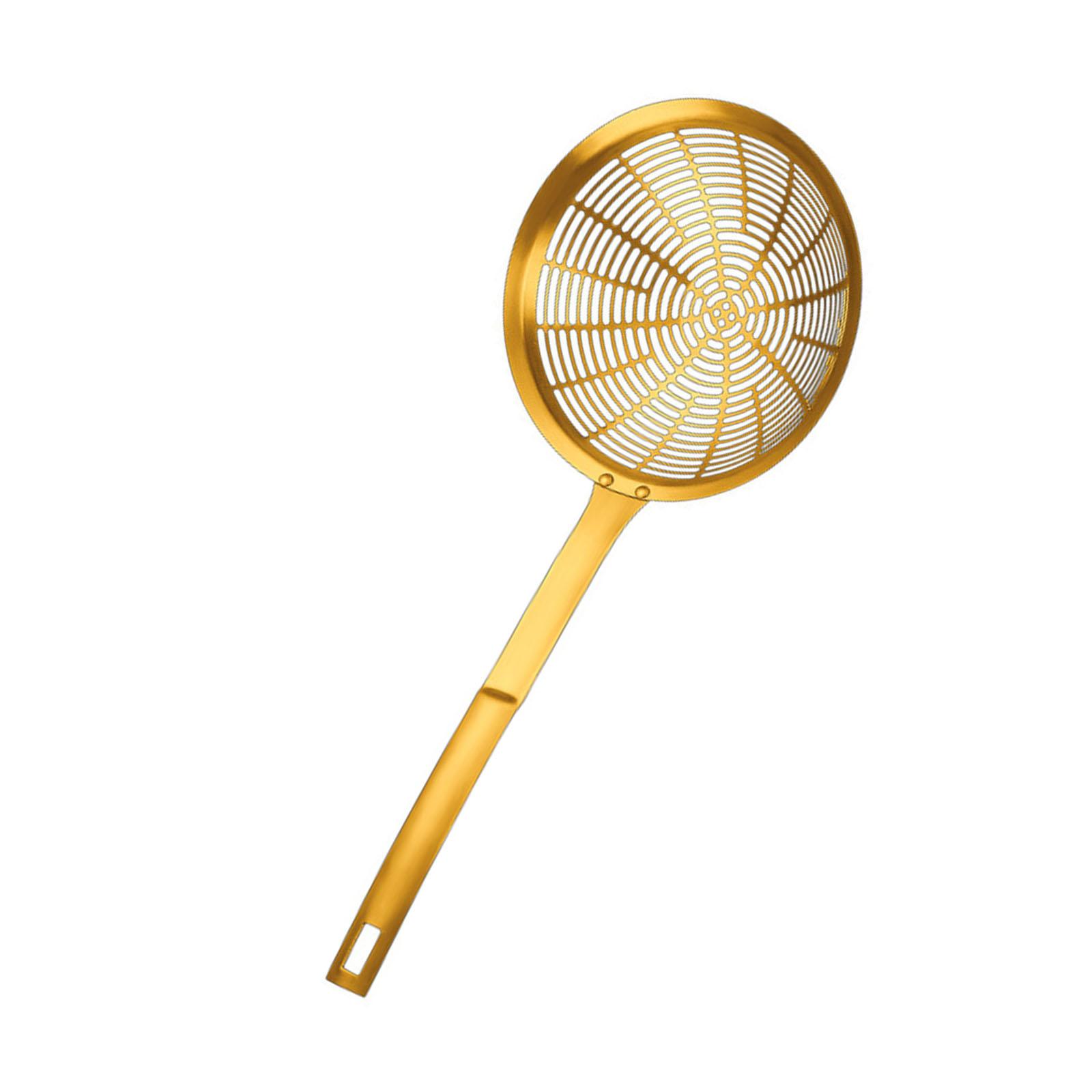 

Нержавеющая сталь Ложка с прорезями для приготовления пищи и жарки Устойчивый к ржавчине кухонный скиммер Большой дуршлаг Инструмент для овощного бульона S золотой