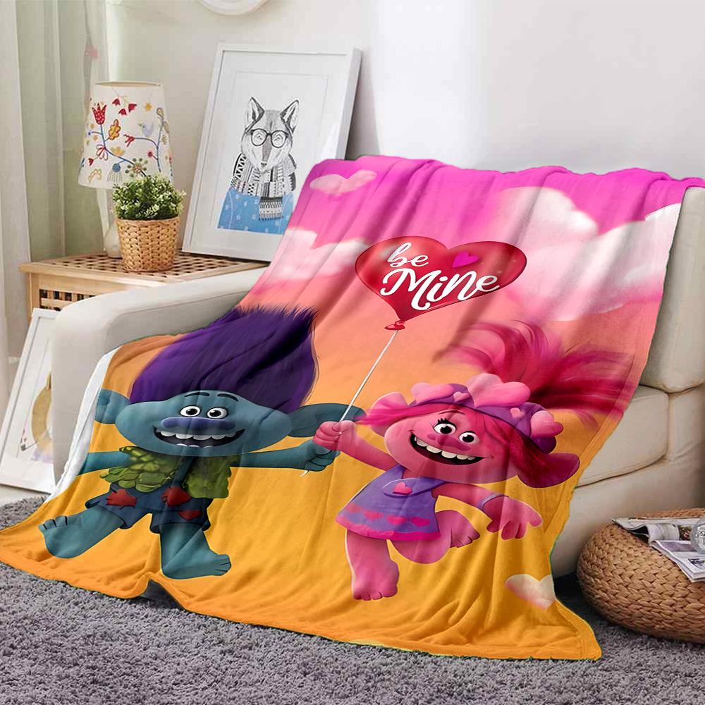 Trolls Theme Printed Blanket - Perfect for Couch, Bed, Travel & Outdoor Use | Machine Washable, Cozy & Durable.