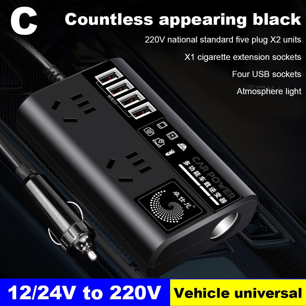 200W Car Inverter DC 12/24V To AC 220V Converter Outlets Adapter USB 4 Power Inverter Universal Y8B3
