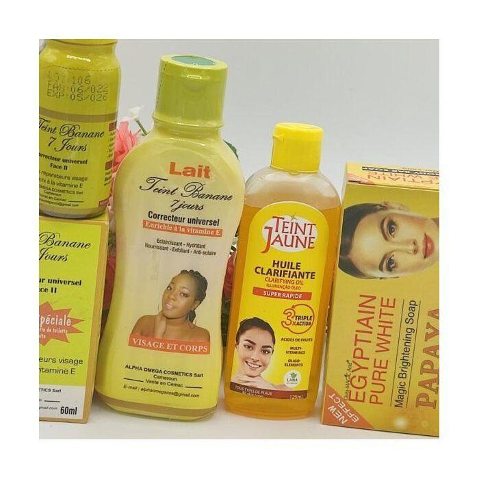 Mini Gamme Teint Jaune Parfait – Savon Papaye + Lait 250ml + Sérum + Huile 125ml