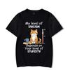Il mio livello di sarcasmo dipende dal tuo livello di stupidità. Maglietta grafica con gatto divertente, maglietta alla moda Harajuku, maglietta da uomo di marca.