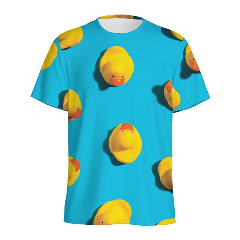 Summer Cute Rubber Duck Graphic 3D Printed Animal Ducks Pattern T-shirtCasual Tees Kids Short Sleeves