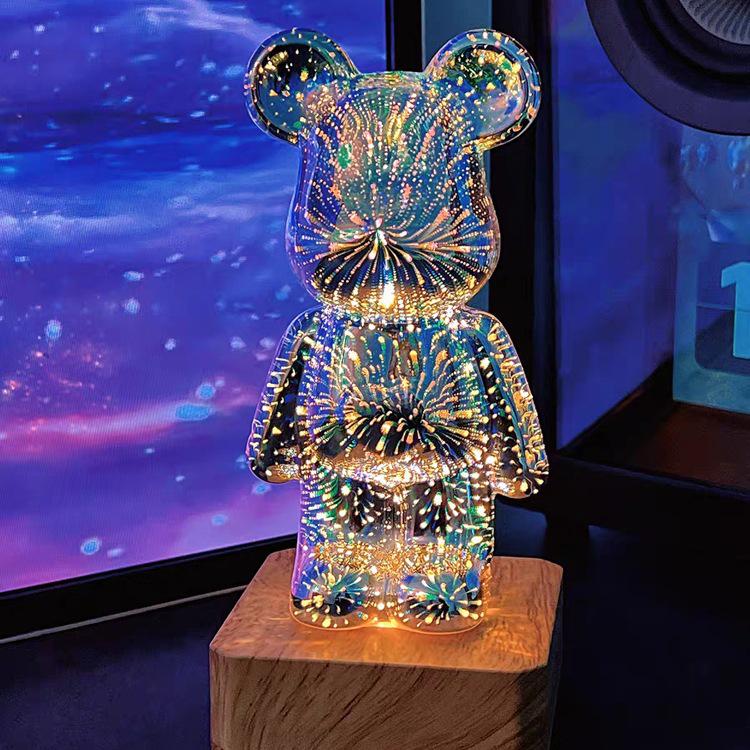 Luminous Birthday Gift Night Light for Girls and Women - Fireworks Bear Ornament