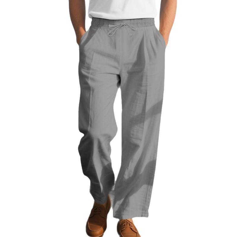 Spring and Autumn Men's Loose Casual Linen Hip Hop Beach Sports Wide Leg Casual Trousers Man