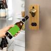 Bamboo Magnetic Bottle Opener, Wall Mount Beer Cap Catcher with Strong Magnet, Rustic Wood Fridge Opener for Home Bar