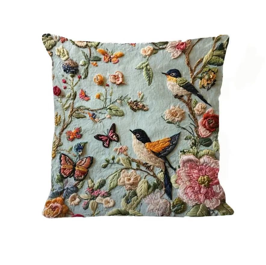 2PCS Vibrant Bohemian Style Short Plush Pillow Cover 45x45cm Doggy Imitation Embroidered Pillowcase (Pillow Insert Not Included)