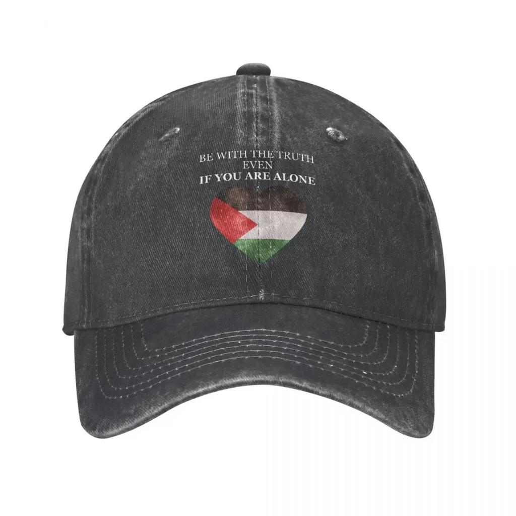 Palestinská vlajka Srdce Unisex Dámská Baseballová Čepice Opotřebované Džínové Čepice Klobouk Outdoorové Tréninky Nestrukturovaná Měkká Snapback