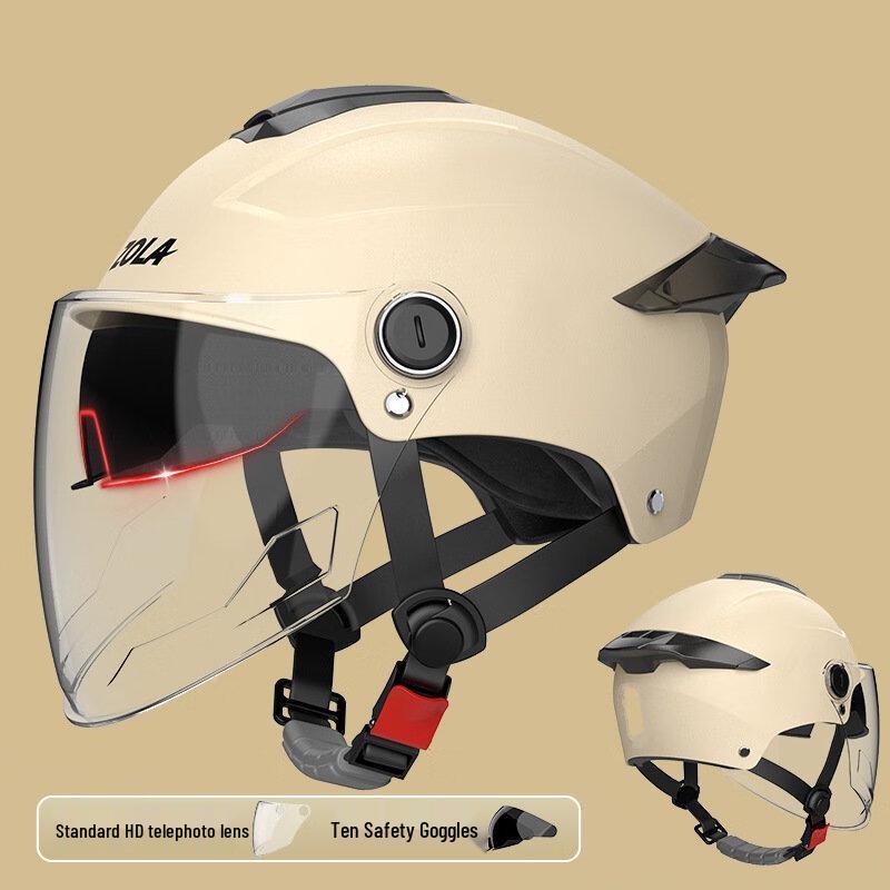 Electric Motorcycle Half Helmet with Double Visor