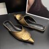 New Women's Mules Slippers 2026 Summer Fashion Pointed Toe Designer Flat Sandals Women Comfortable Office Shoes Zapatos Mujer